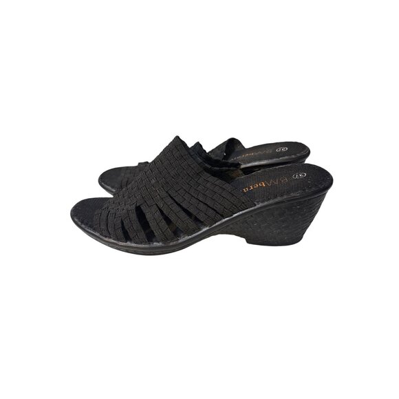 Bernie Mev Womens Black Woven Elastic Slide Wedge Sandals Size 6.5 - Picture 1 of 6